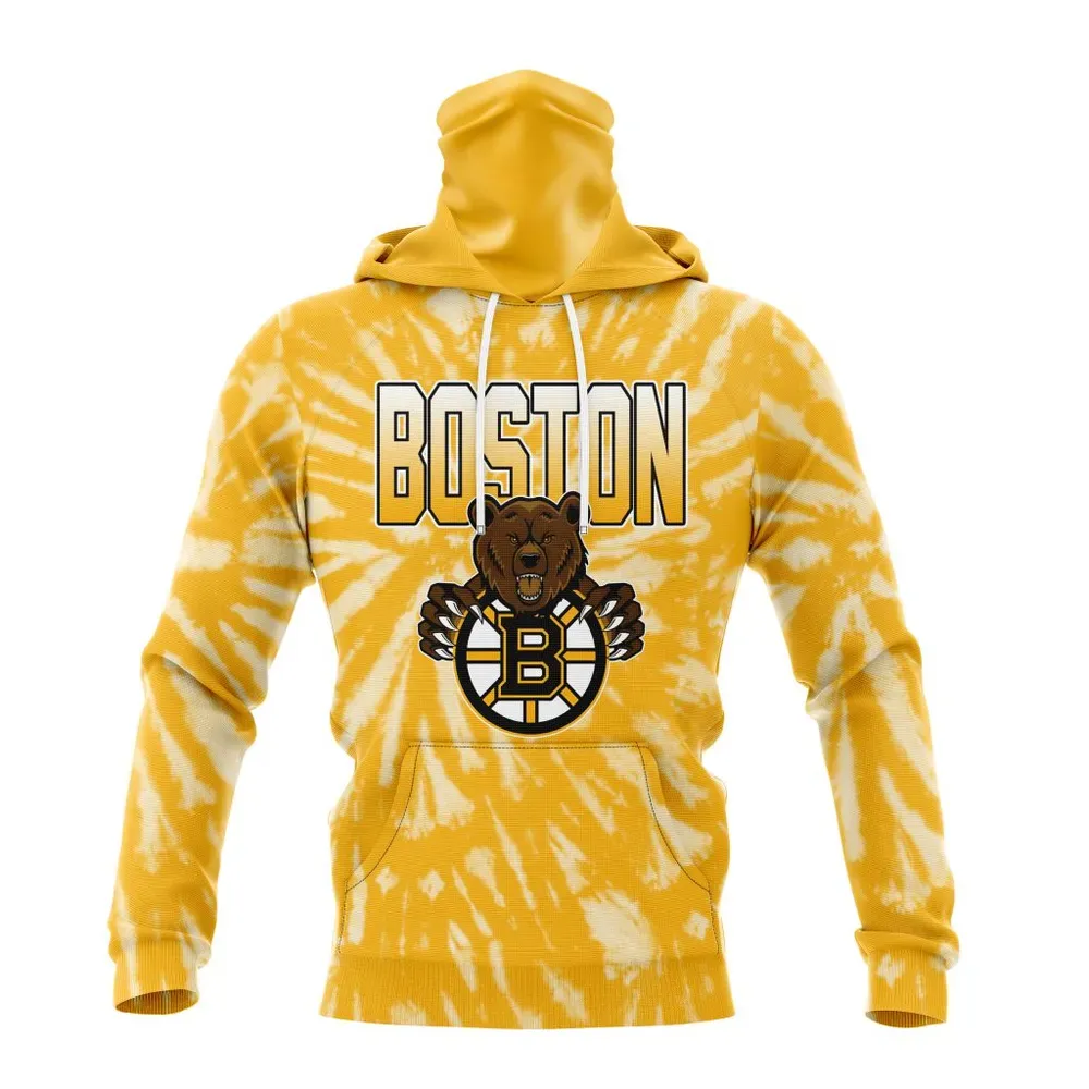 NHL Boston Bruins Special Retro Vintage Tie Dye St2201 Mask Hoodie