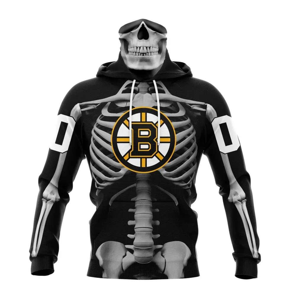 NHL Boston Bruins Special Skeleton Costume For Halloween St2301 Mask Hoodie