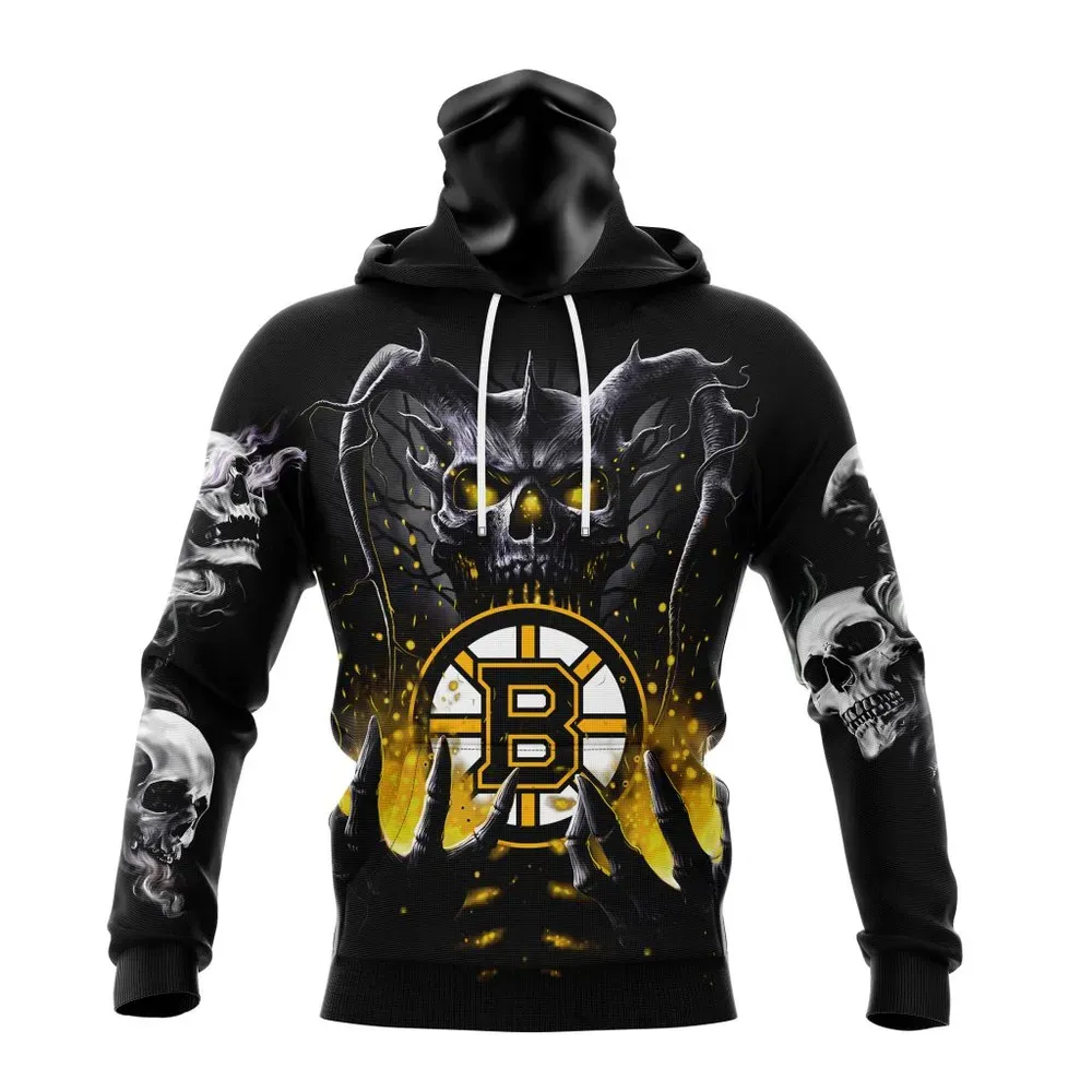 NHL Boston Bruins Special Skull Art Design St2301 Mask Hoodie