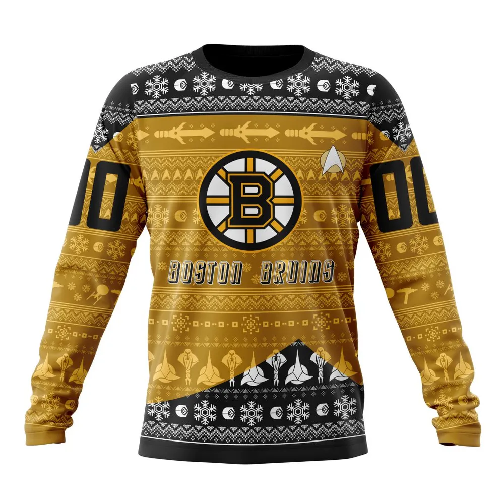 NHL Boston Bruins Special Star Trek Design St2201 Long Sleeved Sweatshirt 