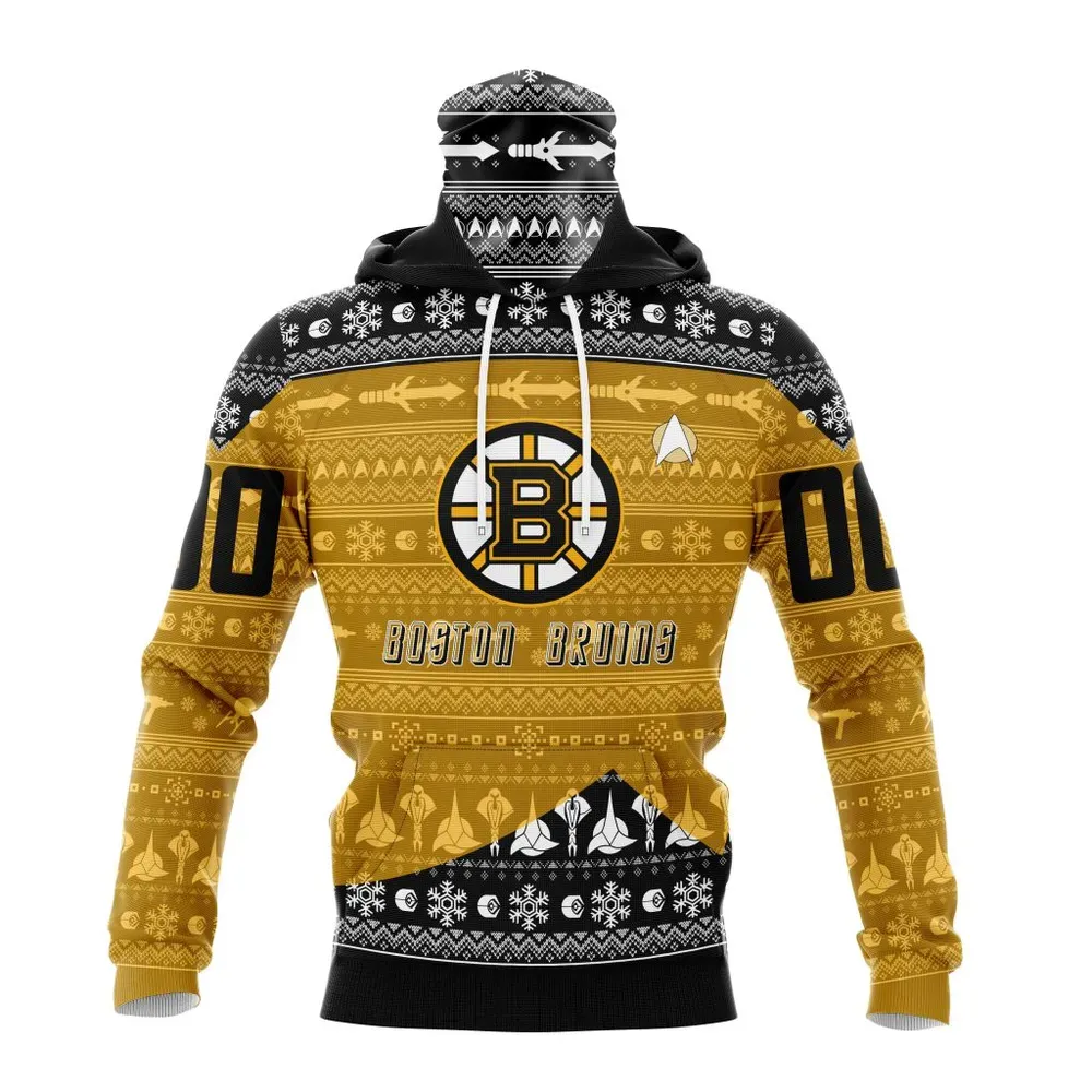 NHL Boston Bruins Special Star Trek Design St2201 Mask Hoodie