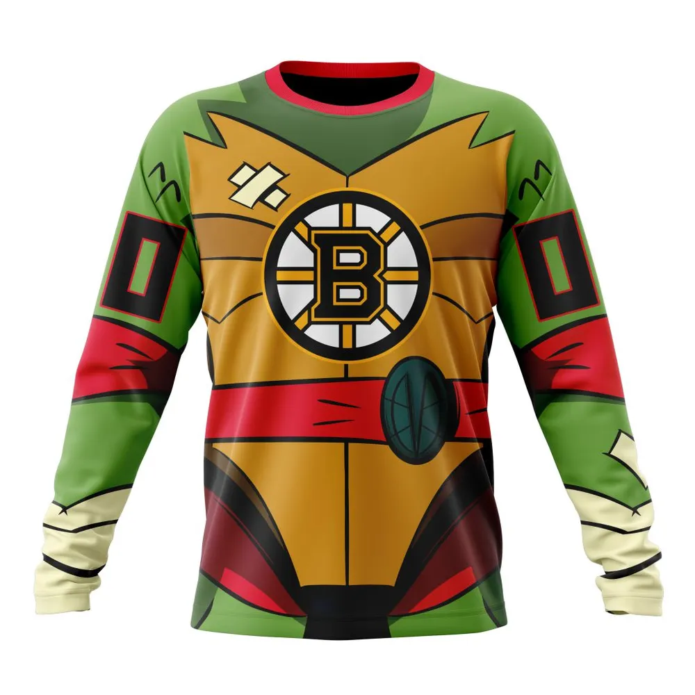 NHL Boston Bruins Special Teenage Mutant Ninja Turtles Design St2301 Long Sleeved Sweatshirt 