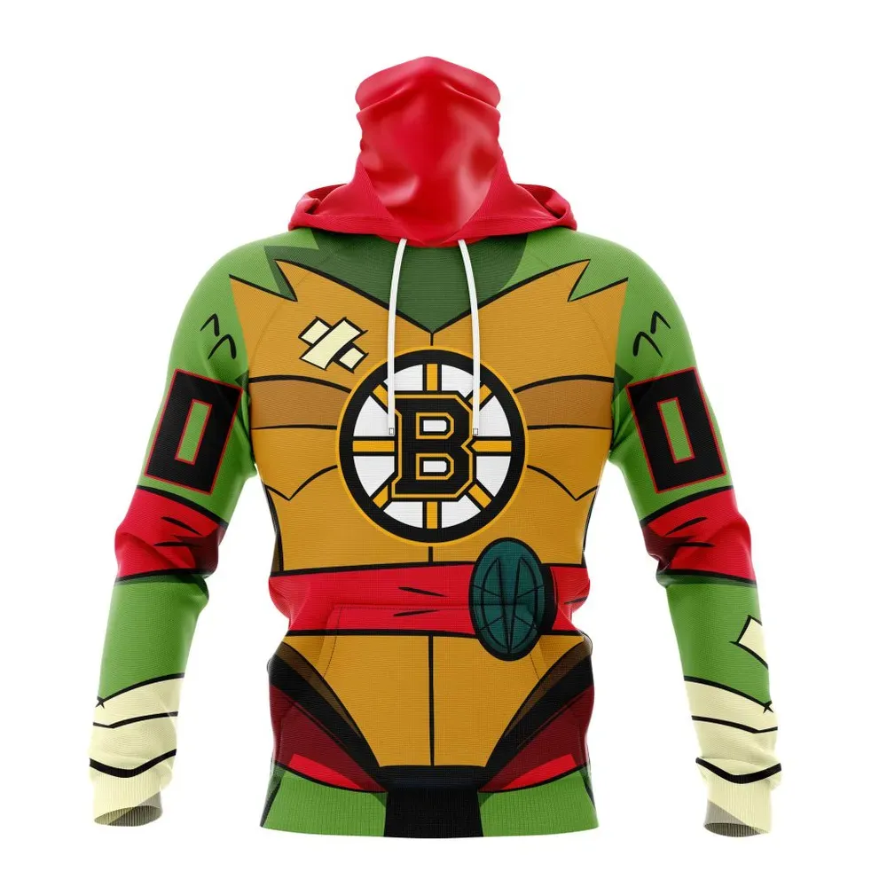 NHL Boston Bruins Special Teenage Mutant Ninja Turtles Design St2301 Mask Hoodie