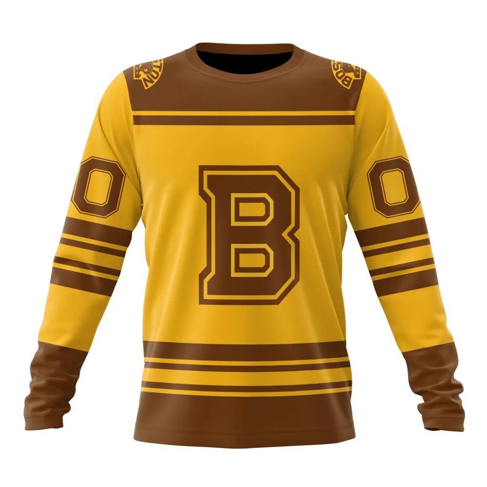 NHL Boston Bruins Special Two-Tone Design St2401 Long Sleeved Sweatshirt 