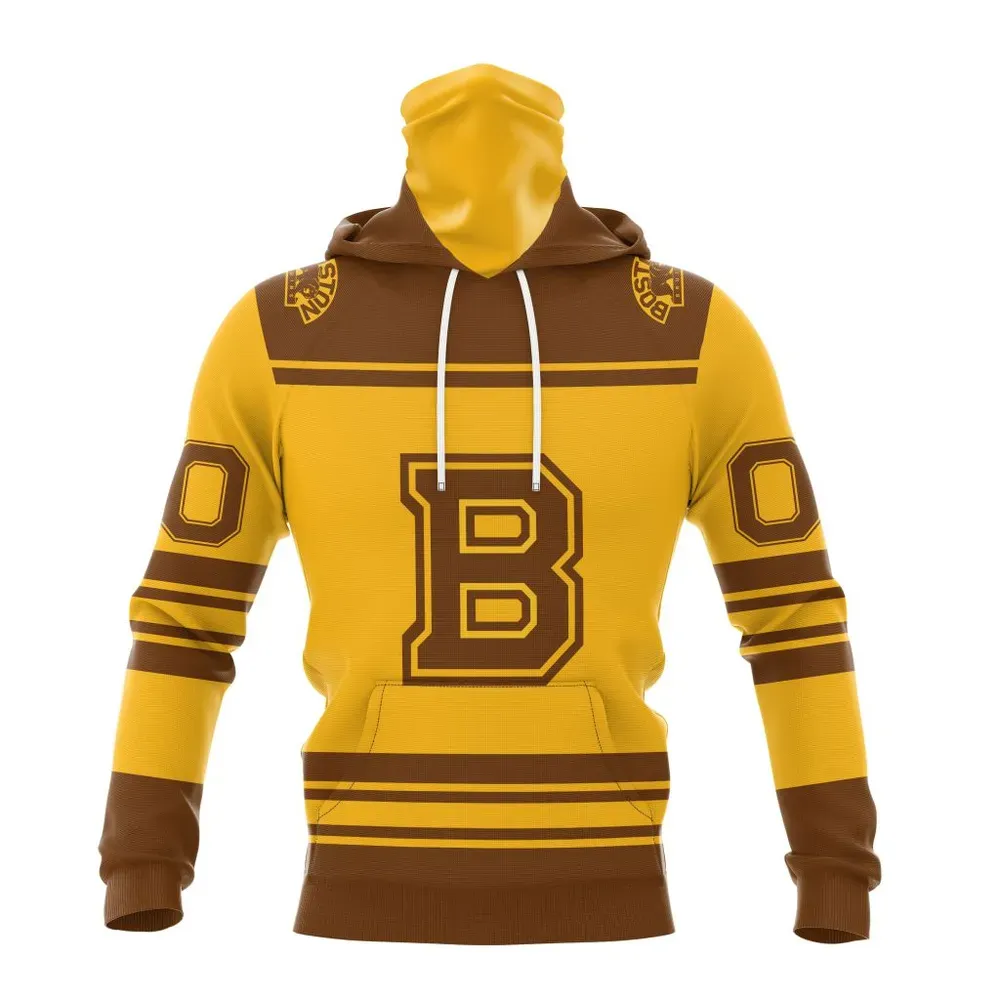 NHL Boston Bruins Special Two-Tone Design St2401 Mask Hoodie