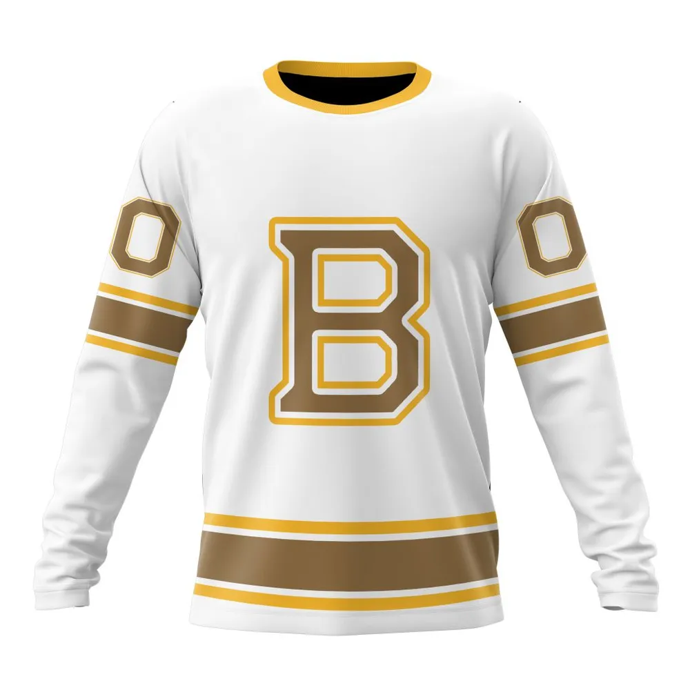 NHL Boston Bruins Special Whiteout Design St2401 Long Sleeved Sweatshirt 