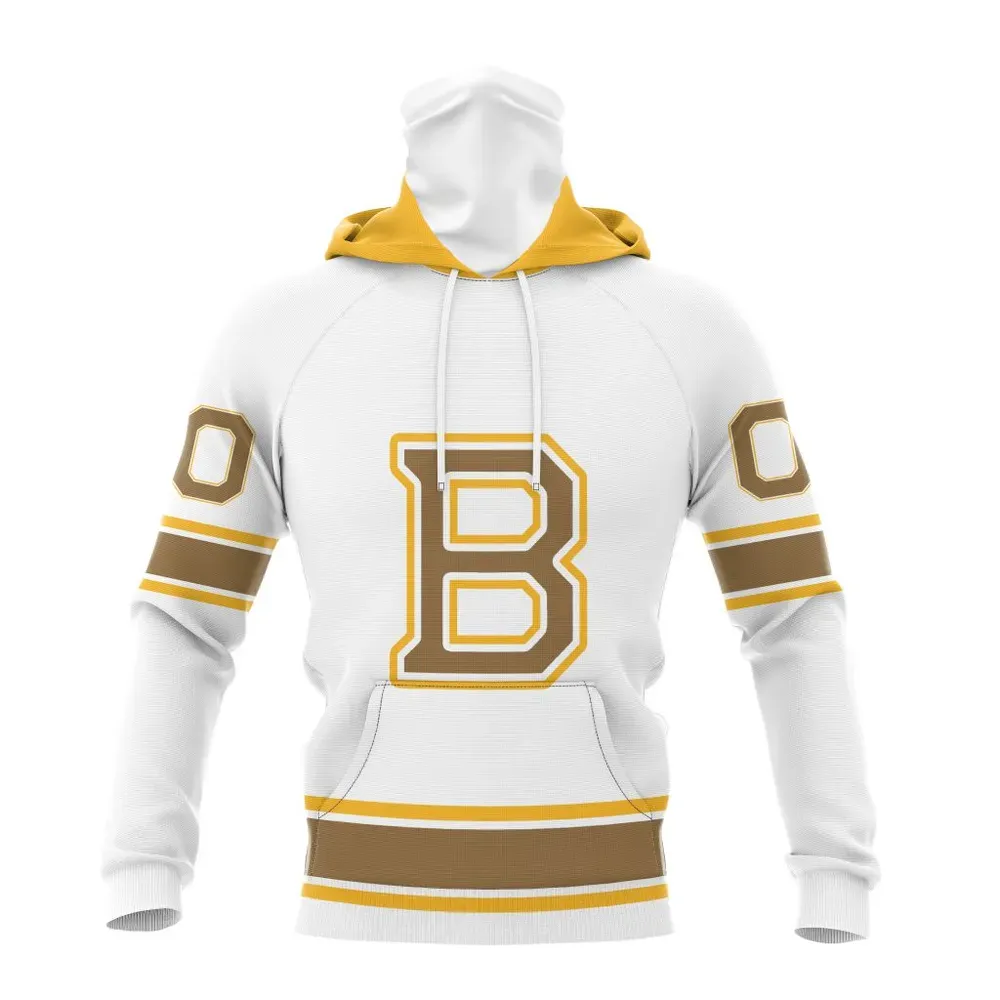 NHL Boston Bruins Special Whiteout Design St2401 Mask Hoodie