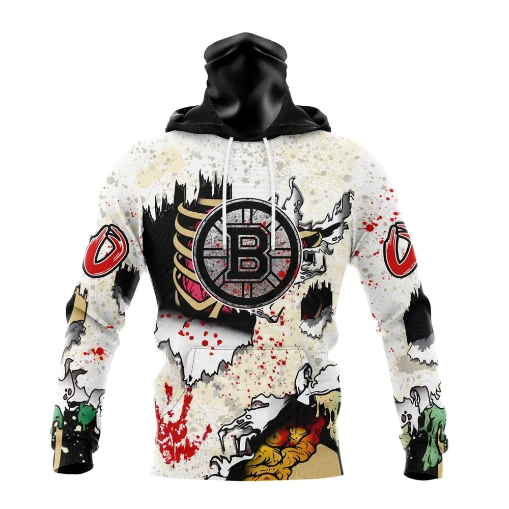 NHL Boston Bruins Special Zombie Style For Halloween St2304 Mask Hoodie