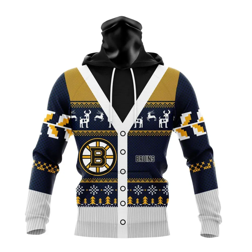 NHL Boston Bruins Specialized Chrismas Season Mask Hoodie