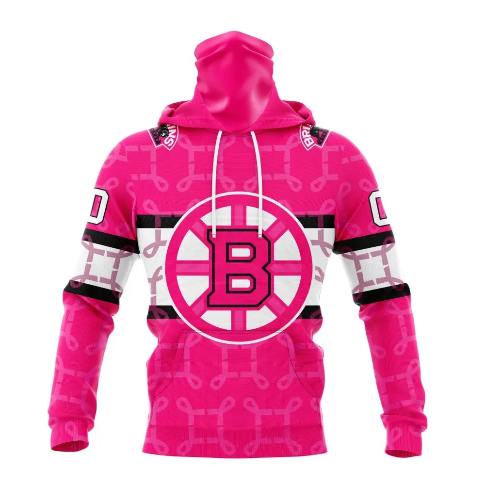 NHL Boston Bruins Specialized Design I Pink I Can! In October We Wear Pink Breast Cancer Mask Hoodie