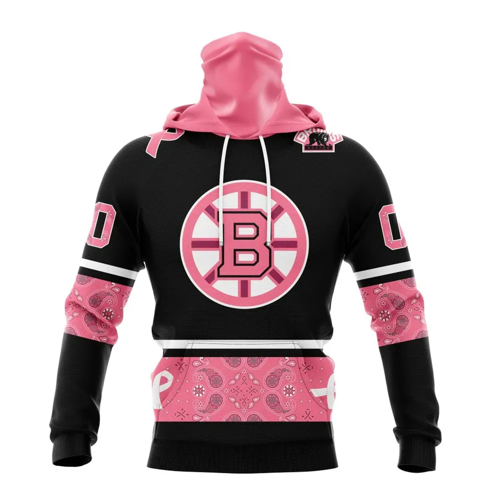 NHL Boston Bruins Specialized Design In Classic Style With Paisley! In October We Wear Pink Breast Cancer Mask Hoodie