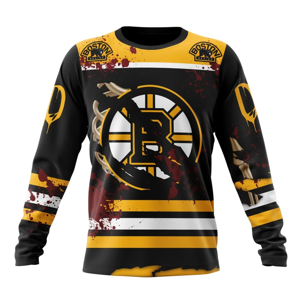 NHL Boston Bruins Specialized Design Jersey With Your Ribs For Halloween Long Sleeved Sweatshirt 