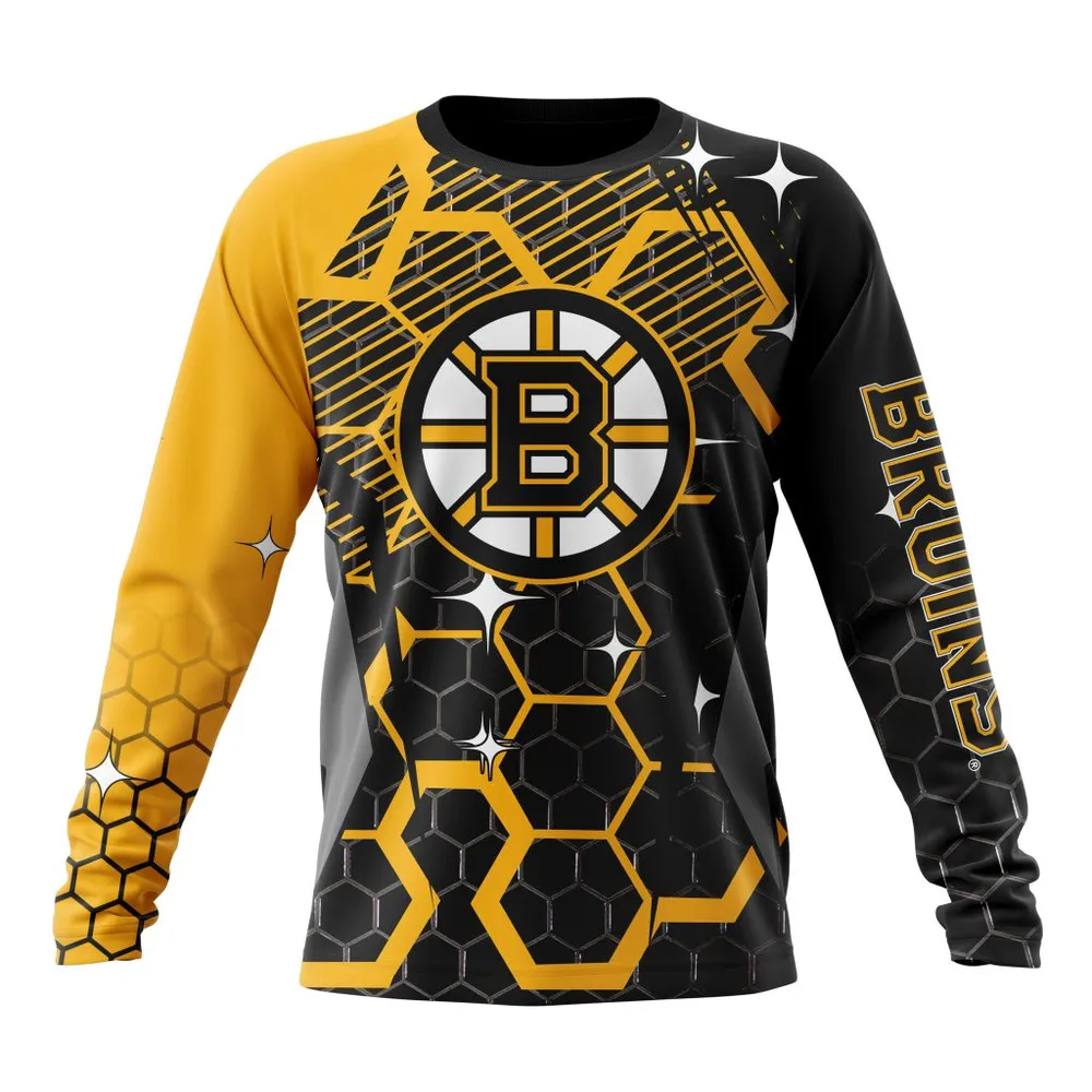 NHL Boston Bruins Specialized Design With Motocross Syle V0222 Long Sleeved Sweatshirt 