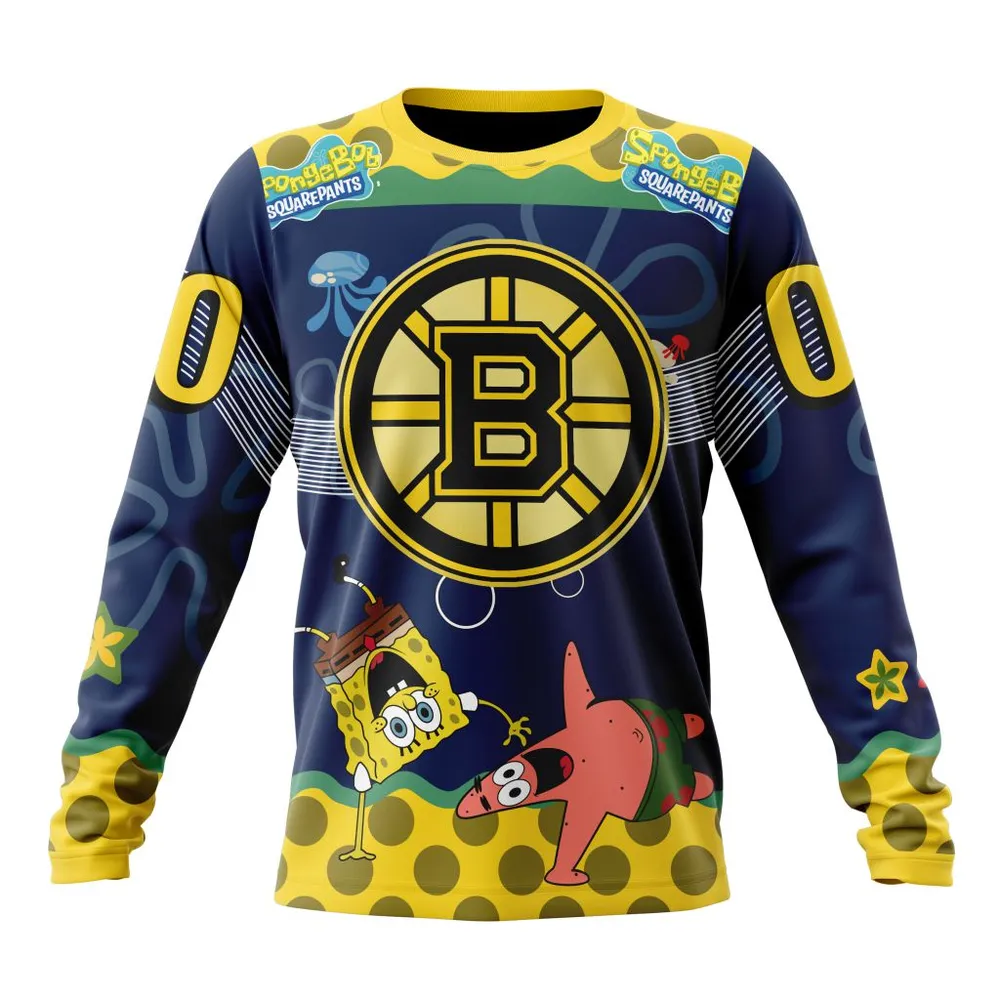 NHL Boston Bruins | Specialized Jersey With Spongebob Long Sleeved Sweatshirt 