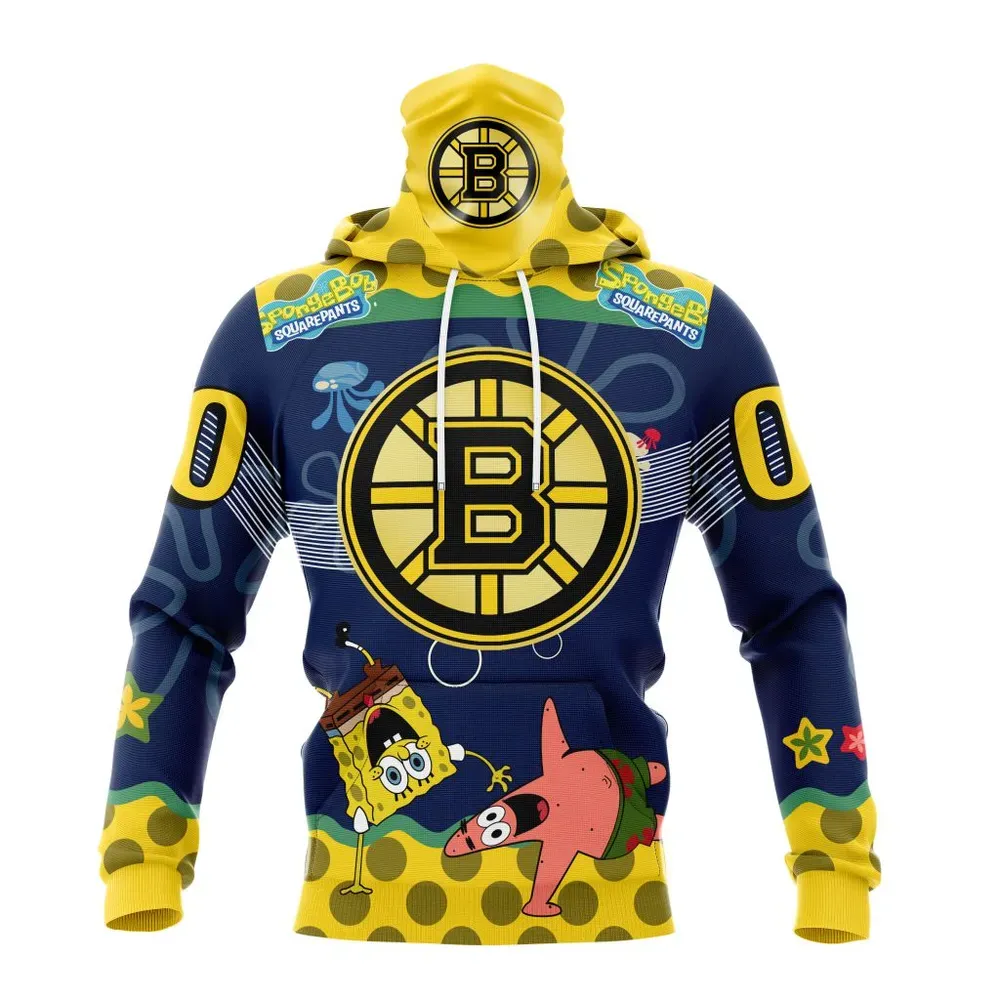 NHL Boston Bruins | Specialized Jersey With Spongebob Mask Hoodie