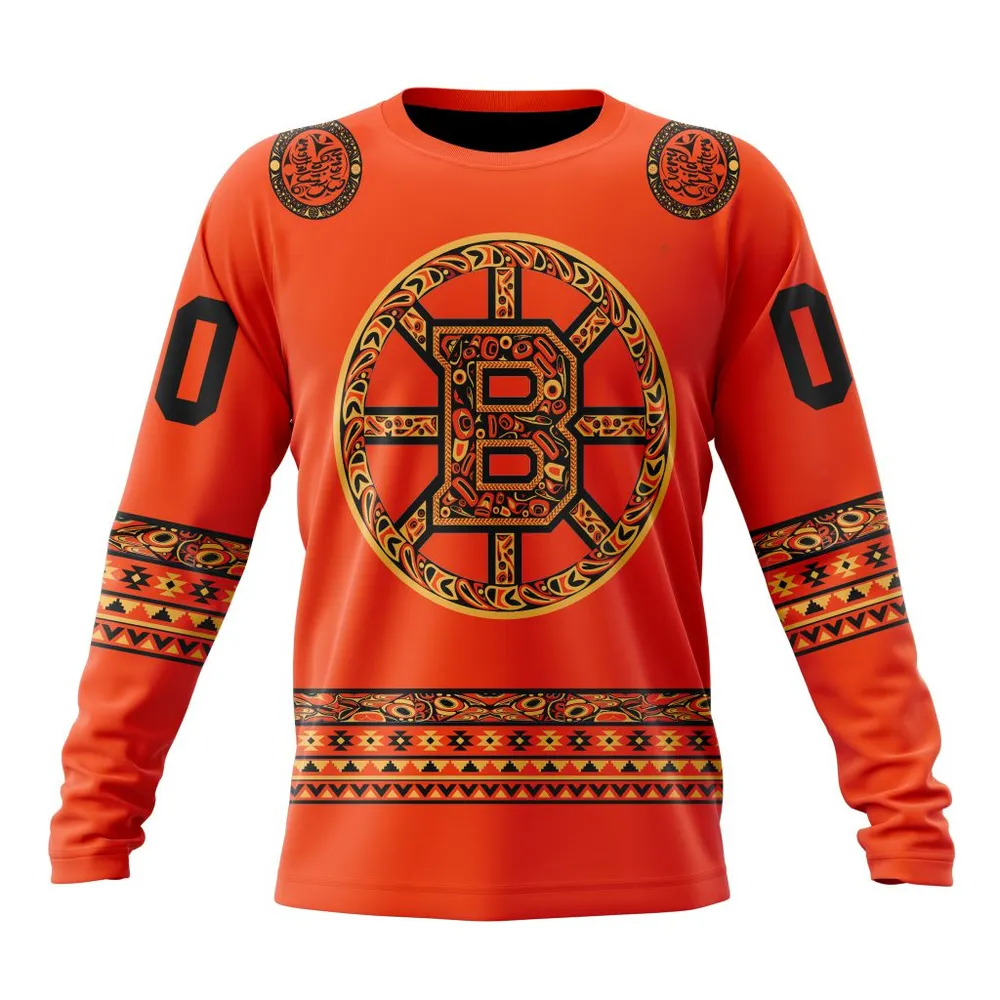 NHL Boston Bruins Specialized National Day For Truth And Reconciliation Long Sleeved Sweatshirt 