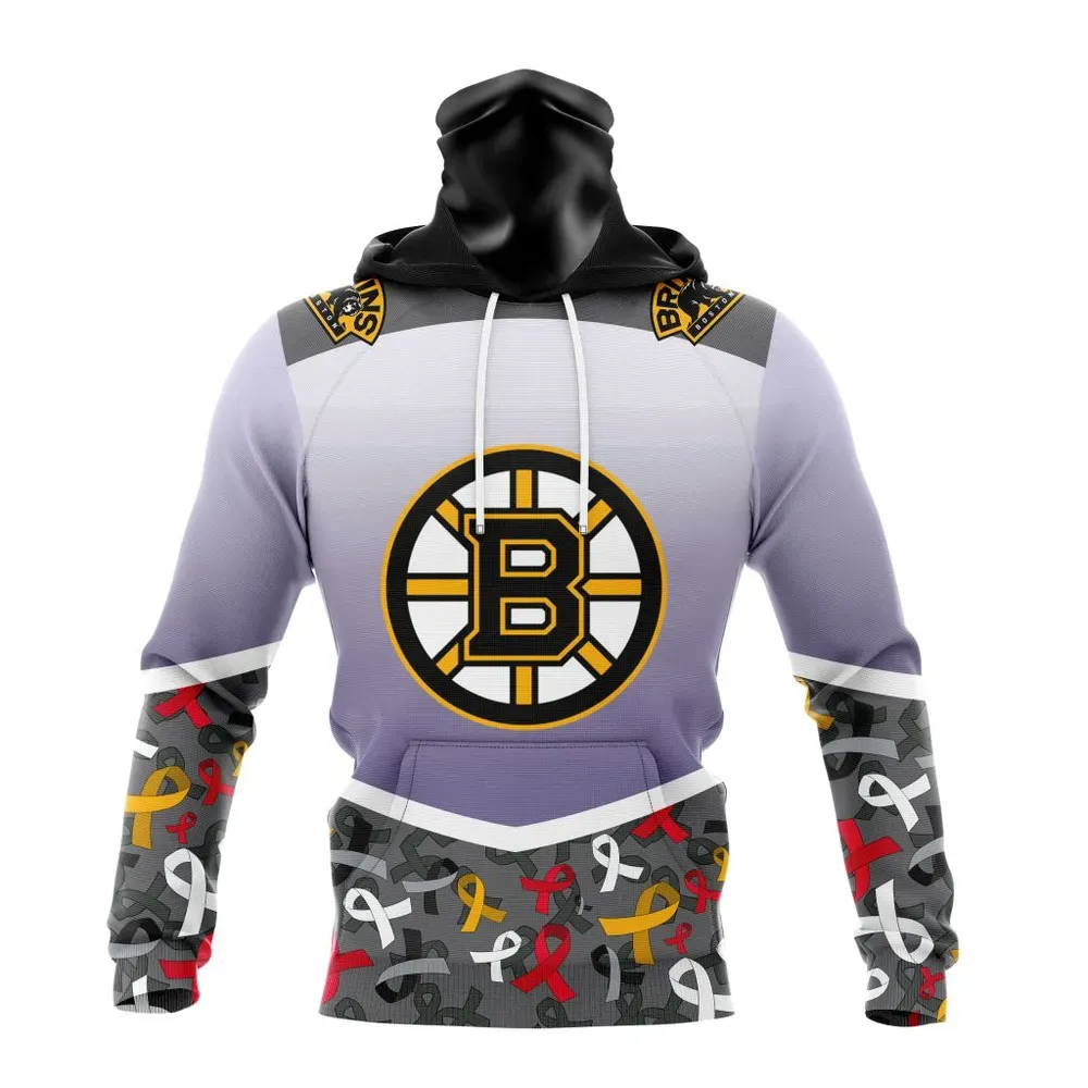 NHL Boston Bruins Specialized Sport Fights Again All Cancer V0122 Mask Hoodie