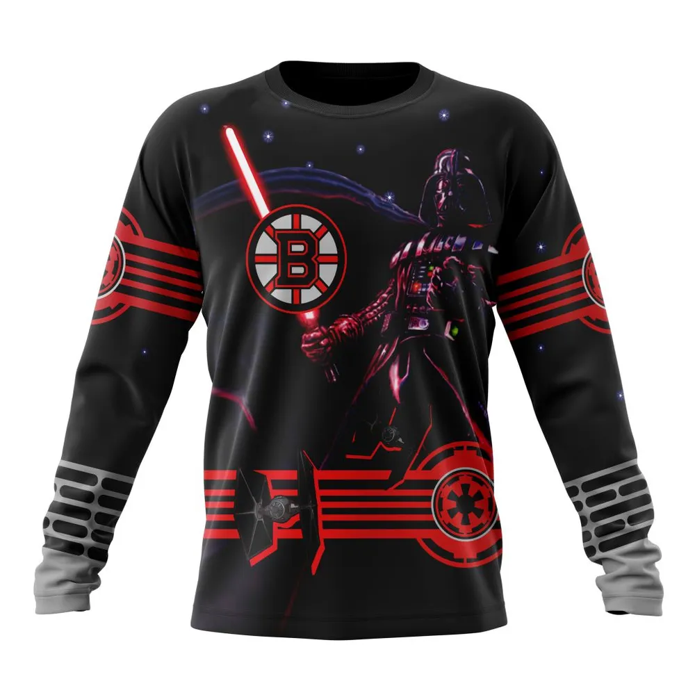 NHL Boston Bruins Specialized Starwar Darth Vader Version Jersey Long Sleeved Sweatshirt 