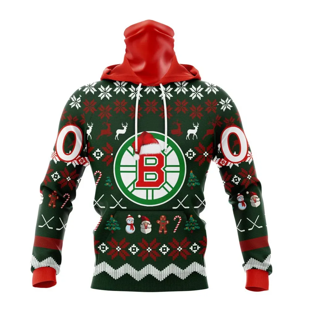 NHL Boston Bruins Specialized Unisex Christmas Is Coming Mask Hoodie