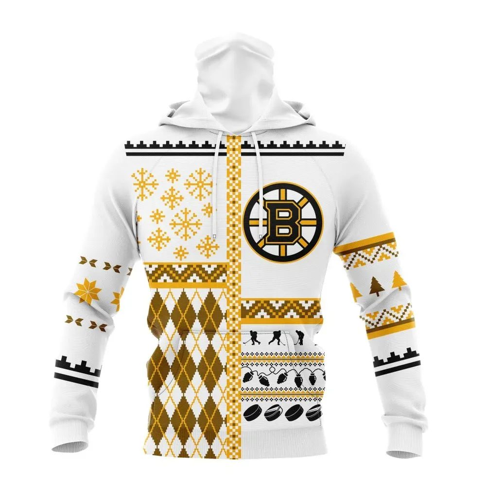 NHL Boston Bruins Specialized Unisex Christmas Is Coming V01 Mask Hoodie