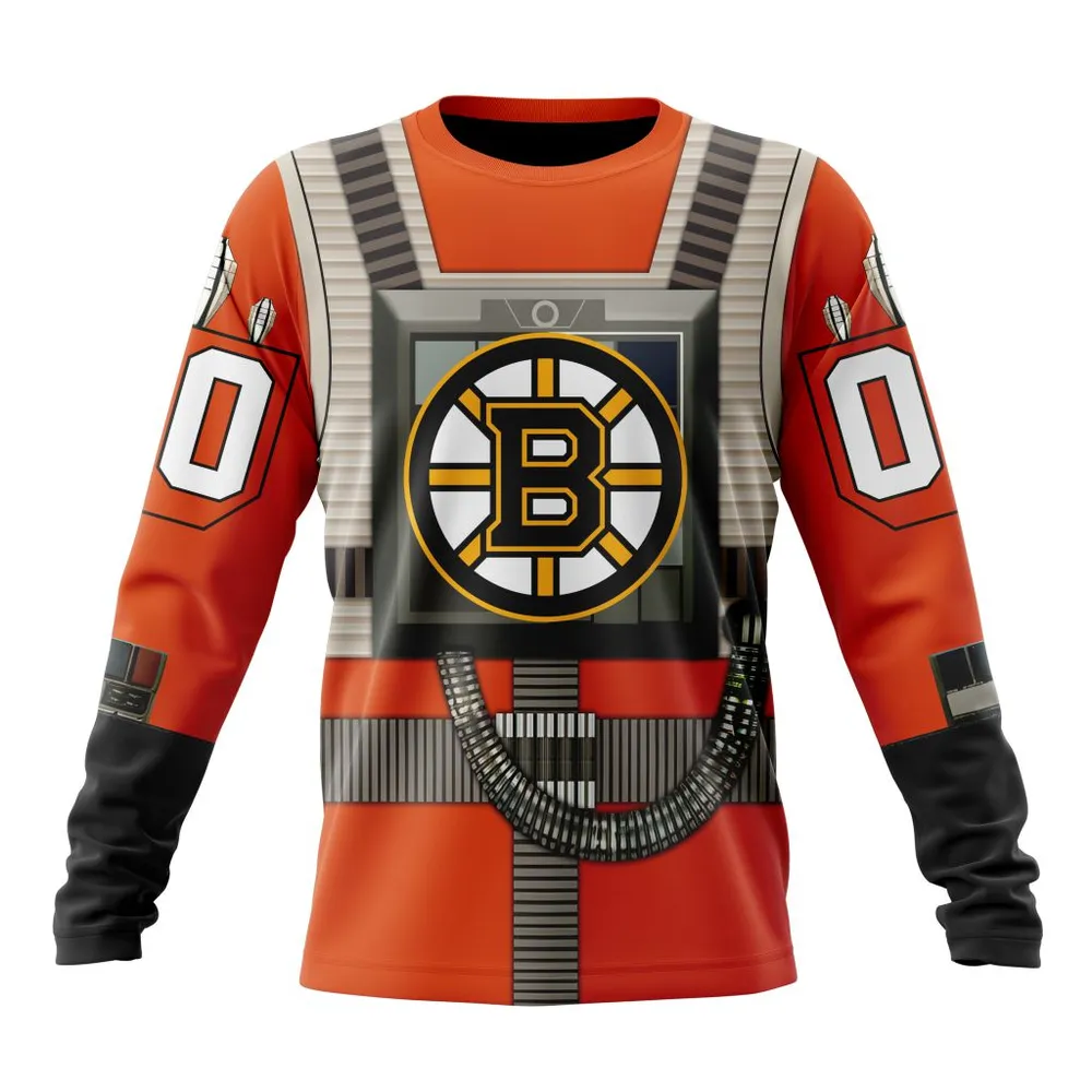 NHL Boston Bruins Star Wars Rebel Pilot Design St2201 Long Sleeved Sweatshirt 