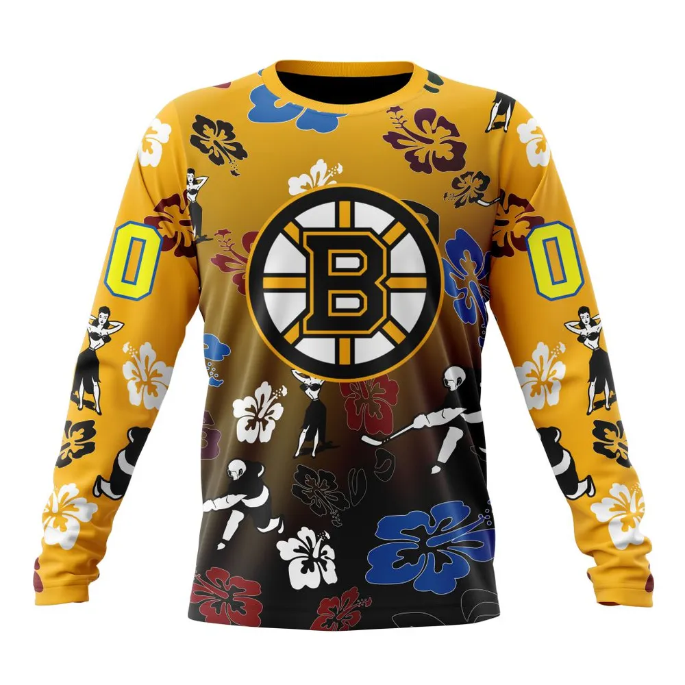 NHL Boston Bruins X Hawaii Specialized Design For Hawaiia V0122 Long Sleeved Sweatshirt 