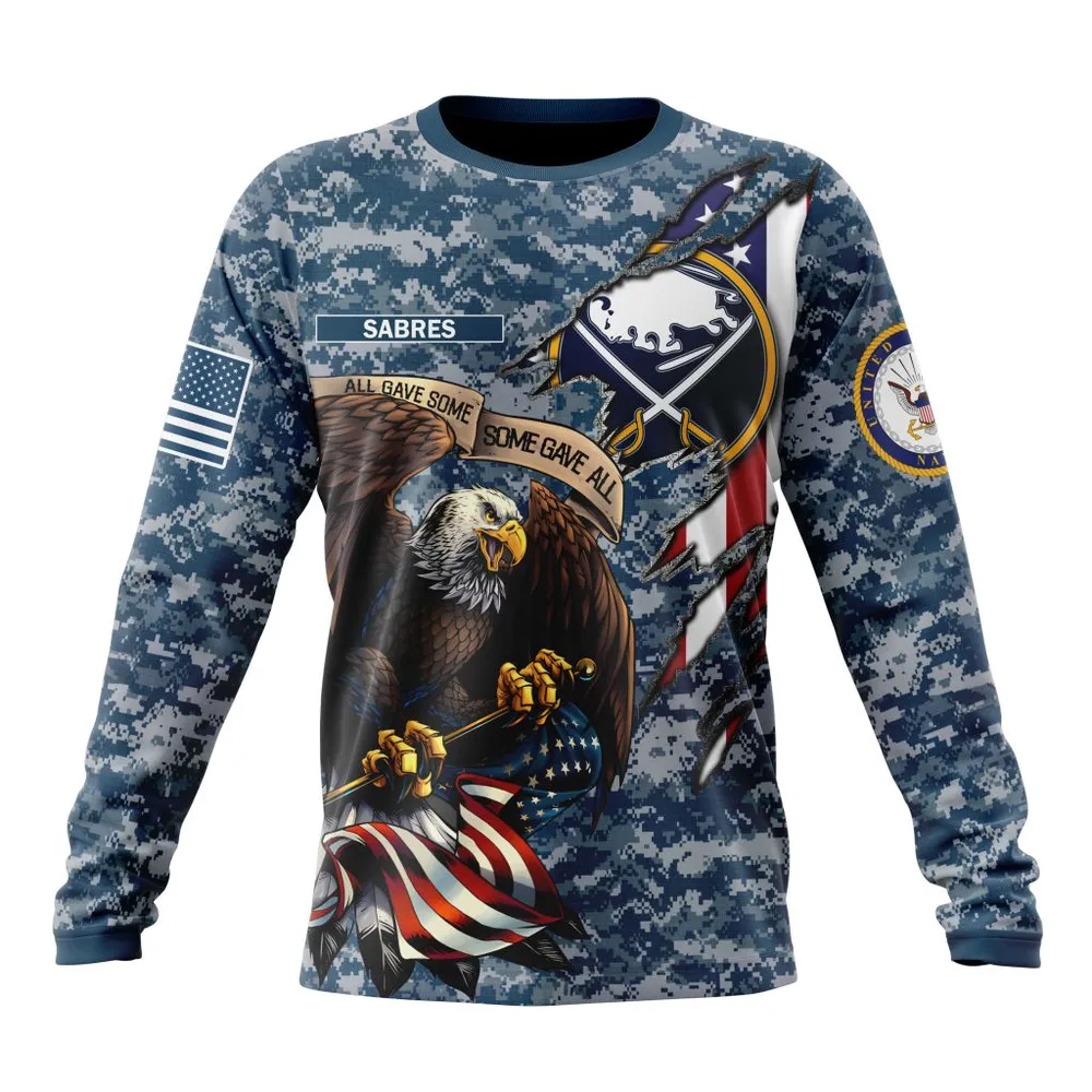 NHL Buffalo Sabres Honor Us Navy Veterans St2202 Long Sleeved Sweatshirt 