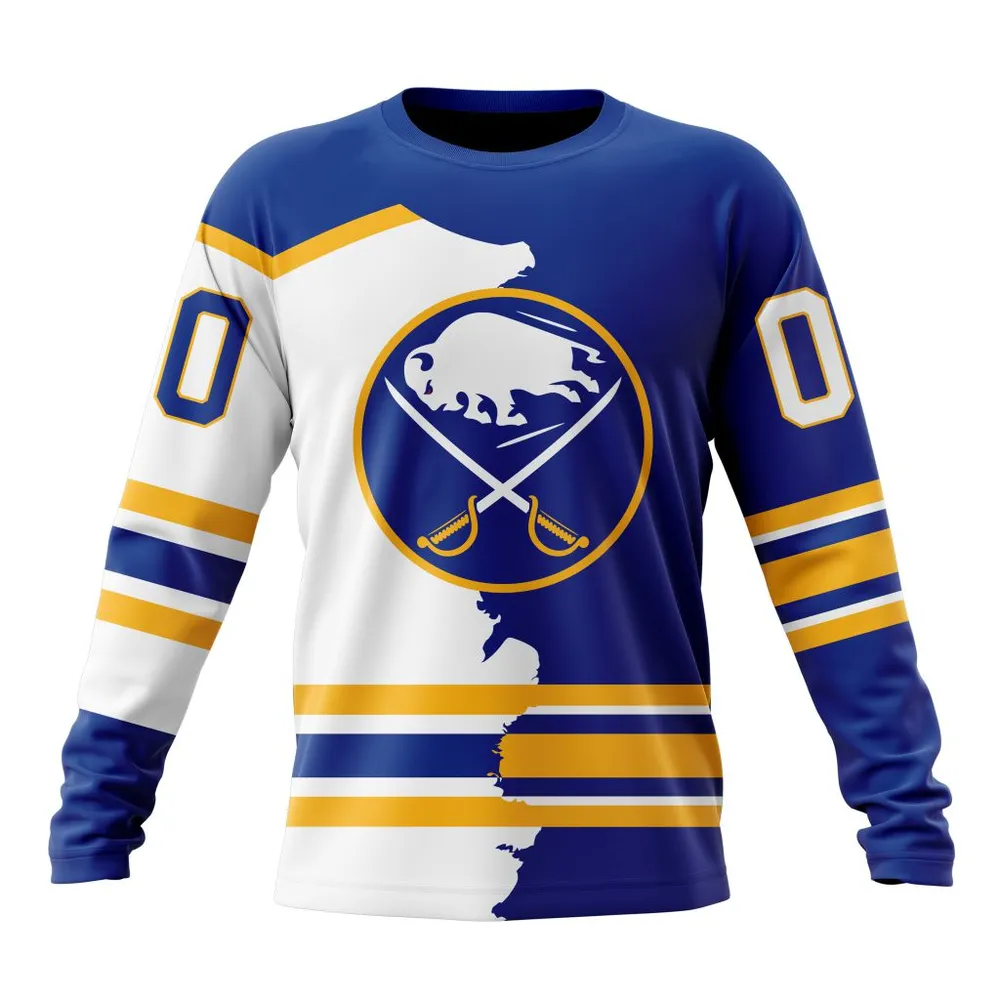 NHL Buffalo Sabres Personalize Home Mix Away Kits Long Sleeved Sweatshirt 