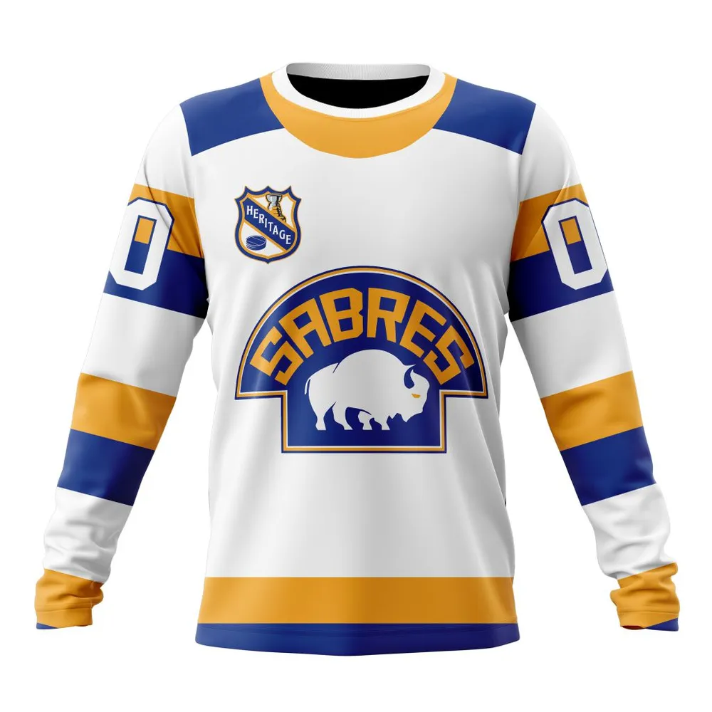 NHL Buffalo Sabres Personalized Heritage Design St2401 Long Sleeved Sweatshirt 