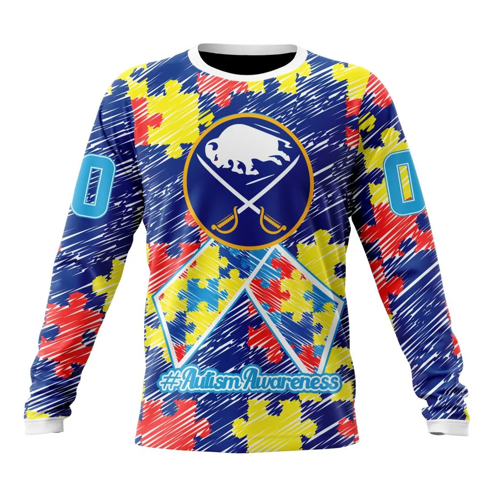 NHL Buffalo Sabres Special Autism Awareness Design St2201 Long Sleeved Sweatshirt 