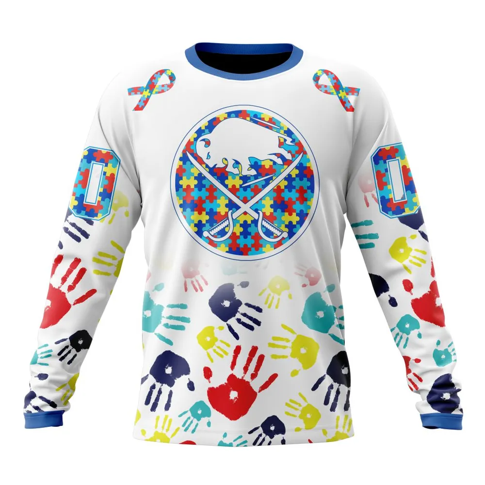 NHL Buffalo Sabres Special Autism Awareness Design St2203 Long Sleeved Sweatshirt 