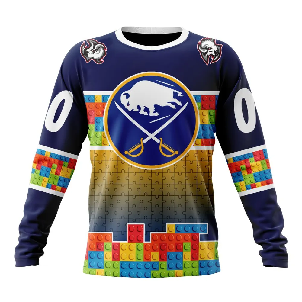 NHL Buffalo Sabres Special Autism Awareness Design V2301 Long Sleeved Sweatshirt 