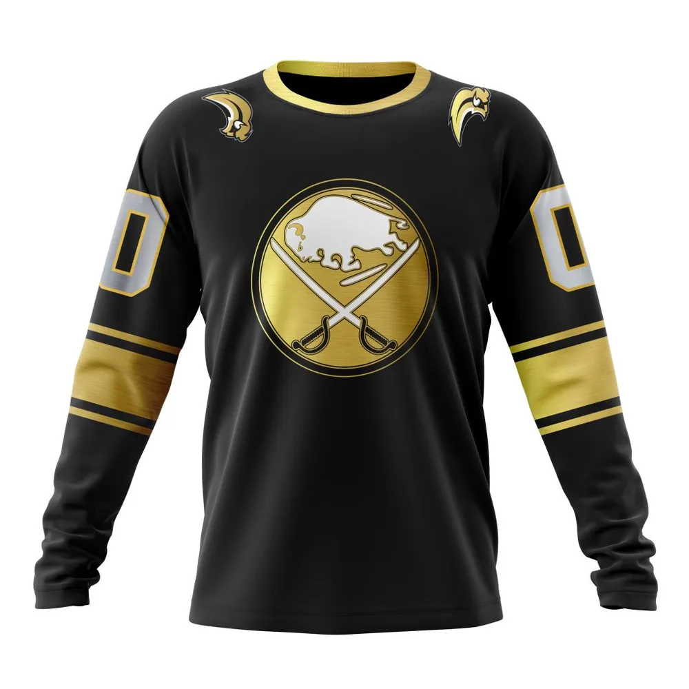 NHL Buffalo Sabres Special Black And Gold Design St2401 Long Sleeved Sweatshirt 