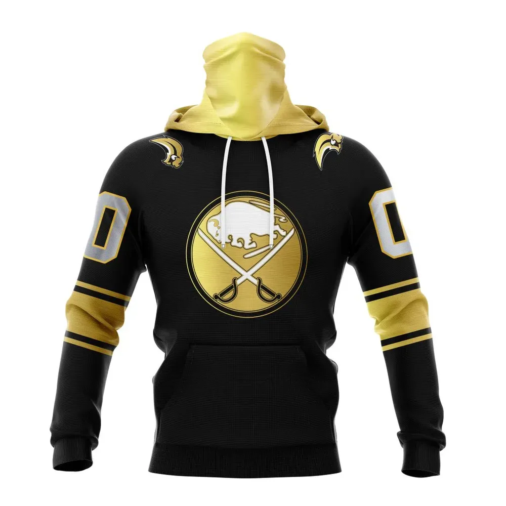 NHL Buffalo Sabres Special Black And Gold Design St2401 Mask Hoodie