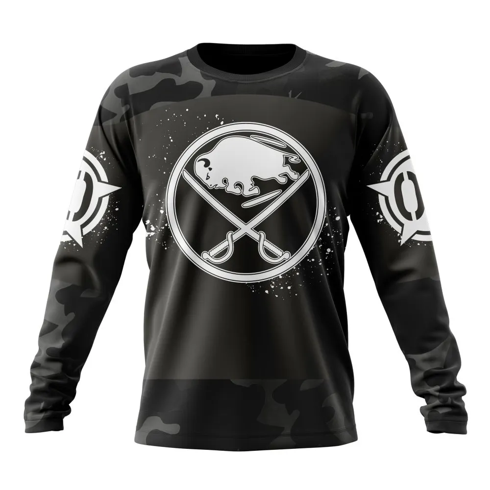 NHL Buffalo Sabres Special Black Camo Design For Veterans Day St2304 Long Sleeved Sweatshirt 