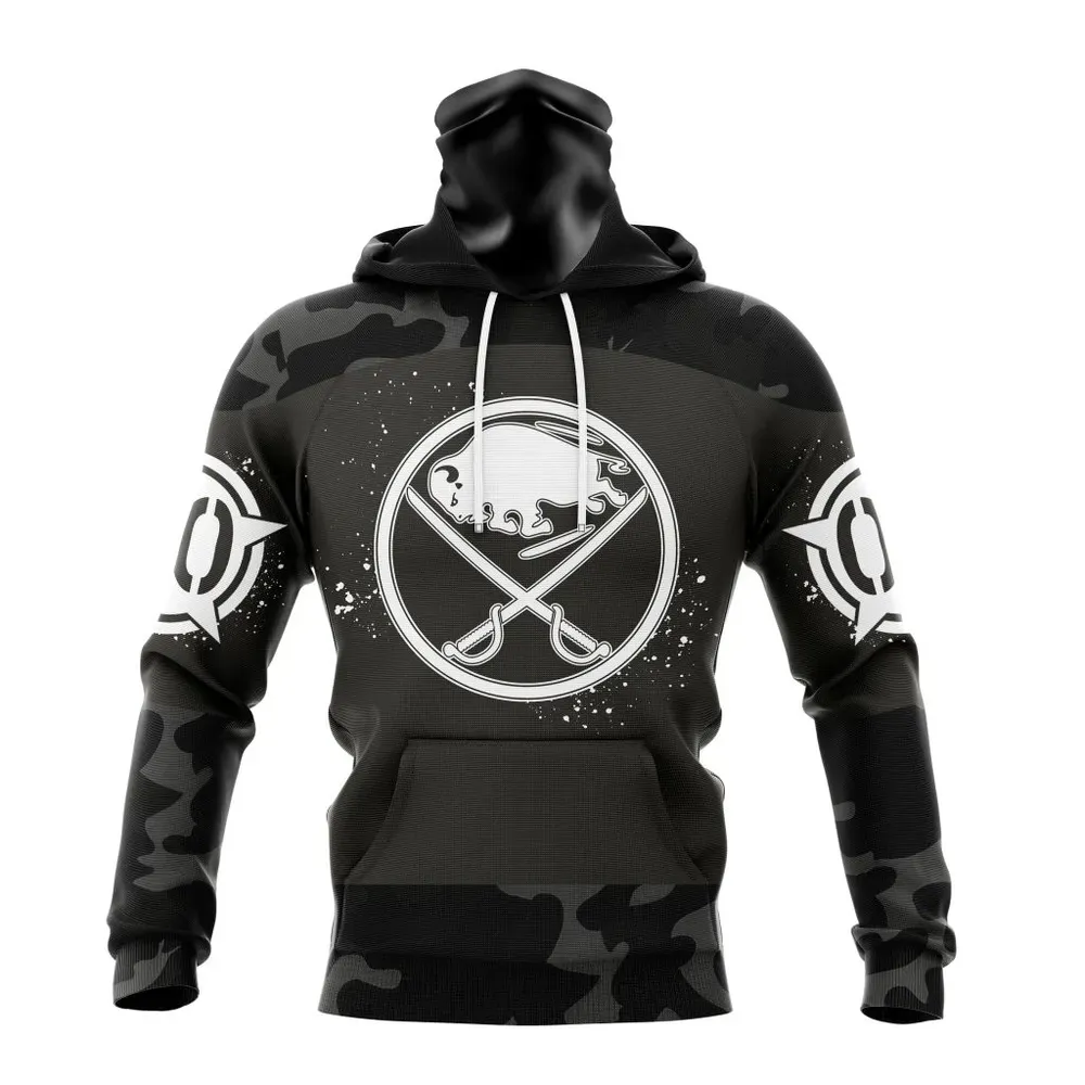 NHL Buffalo Sabres Special Black Camo Design For Veterans Day St2304 Mask Hoodie