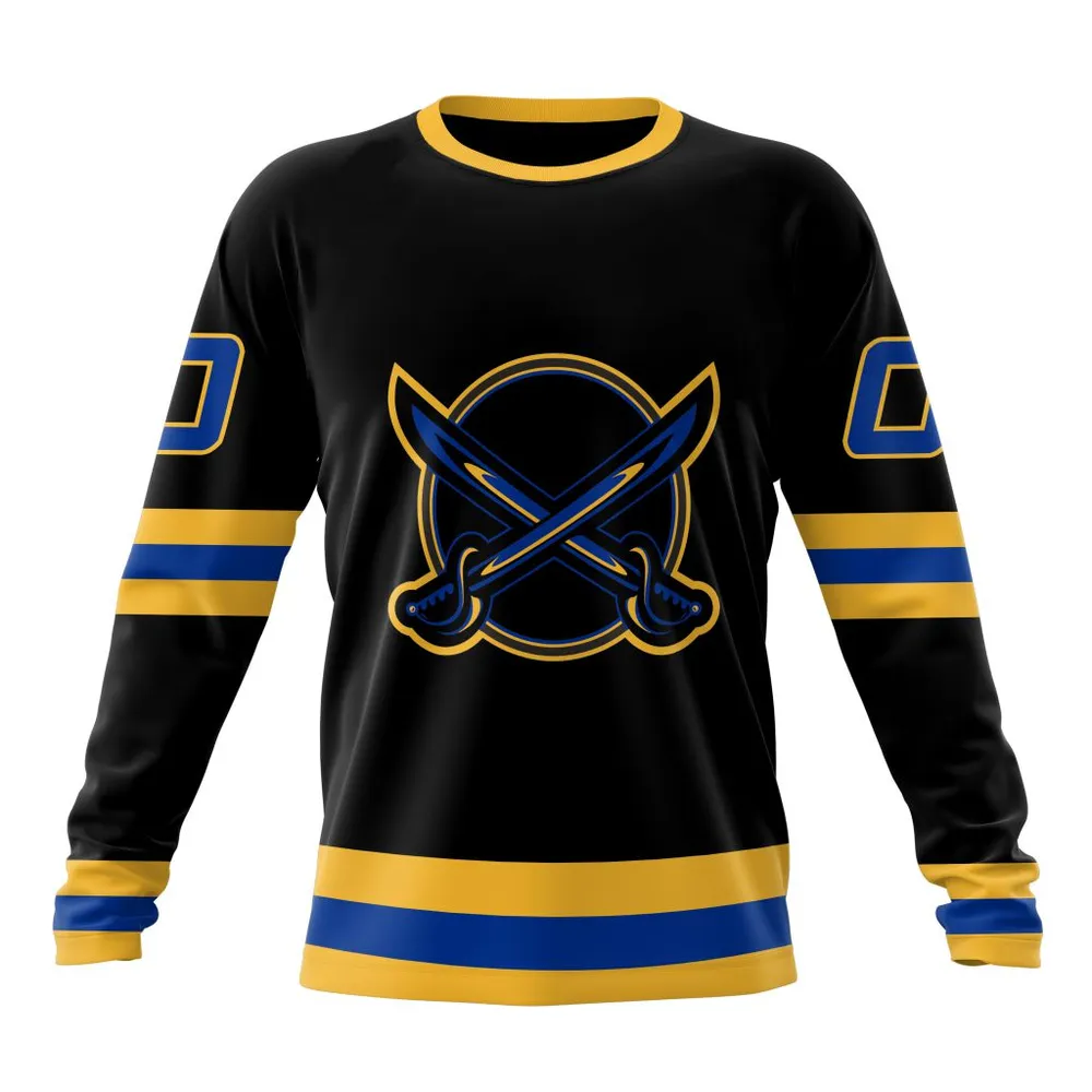 NHL Buffalo Sabres Special Blackout Design St2401 Long Sleeved Sweatshirt 