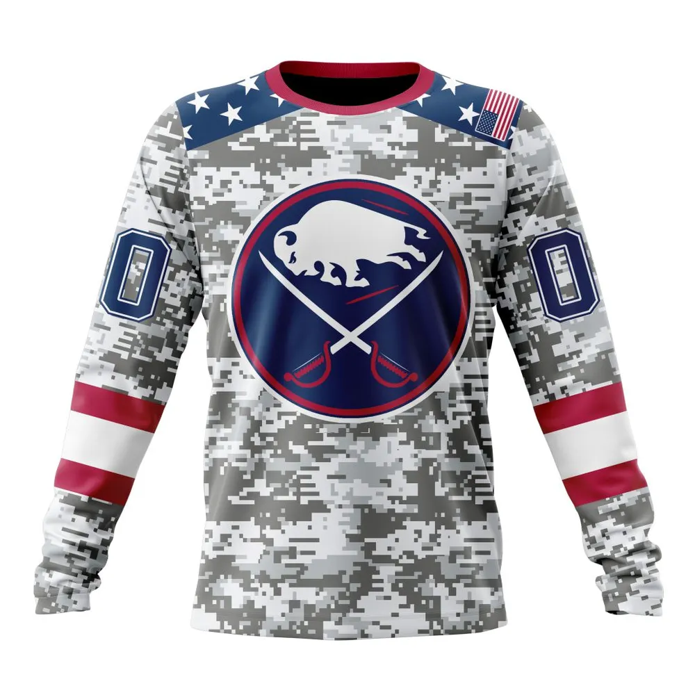 NHL Buffalo Sabres Special Camo Design For Veterans Day St2301 Long Sleeved Sweatshirt 