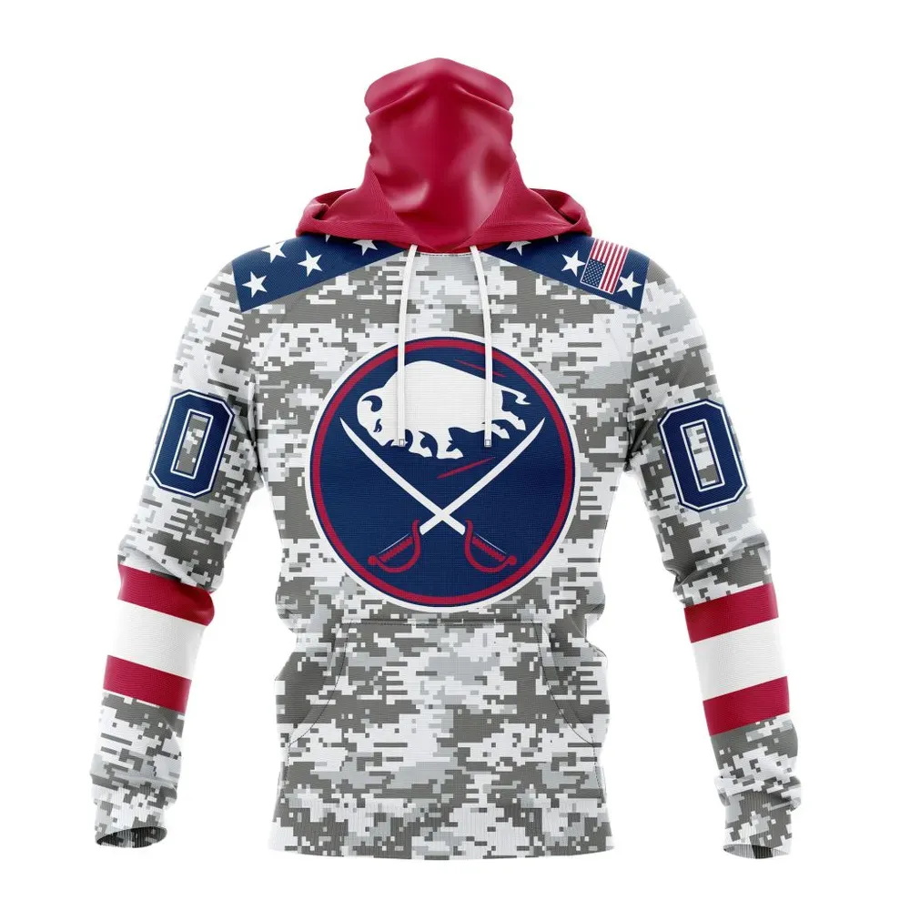 NHL Buffalo Sabres Special Camo Design For Veterans Day St2301 Mask Hoodie