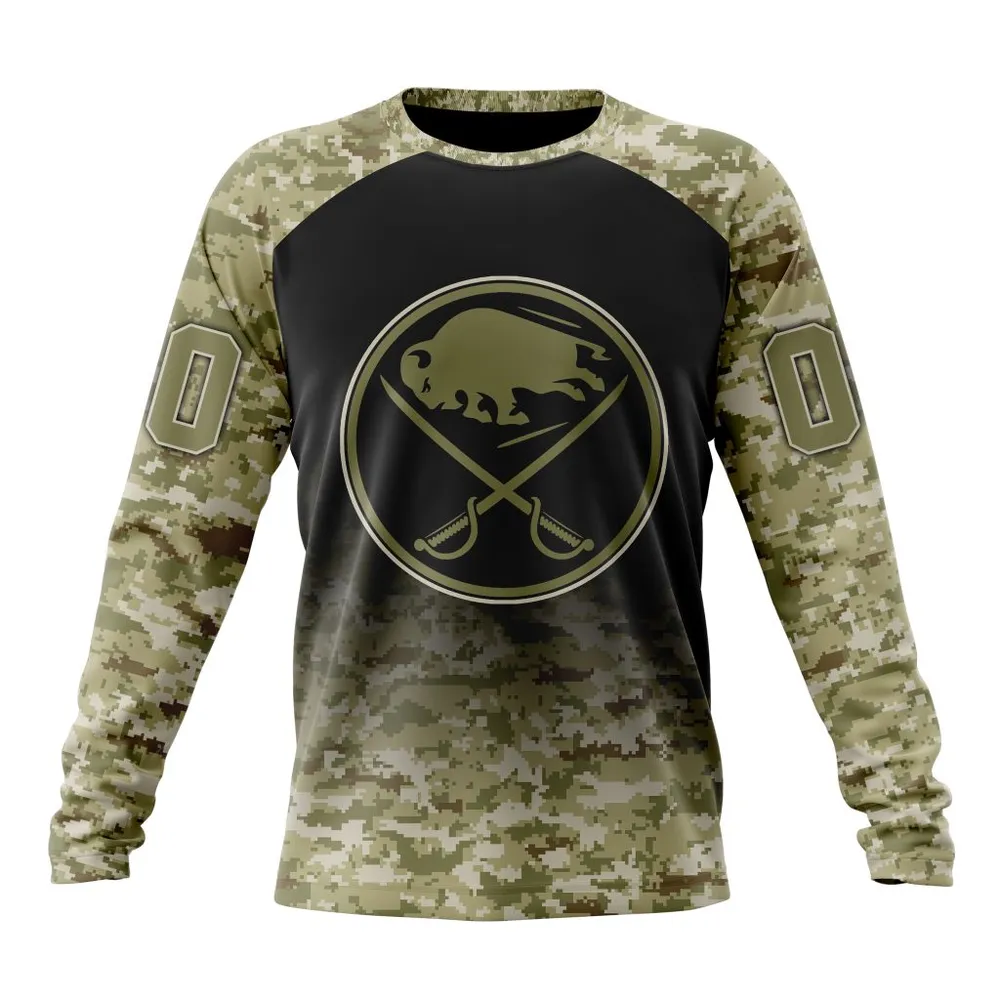 NHL Buffalo Sabres Special Camo Design For Veterans Day St2302 Long Sleeved Sweatshirt 