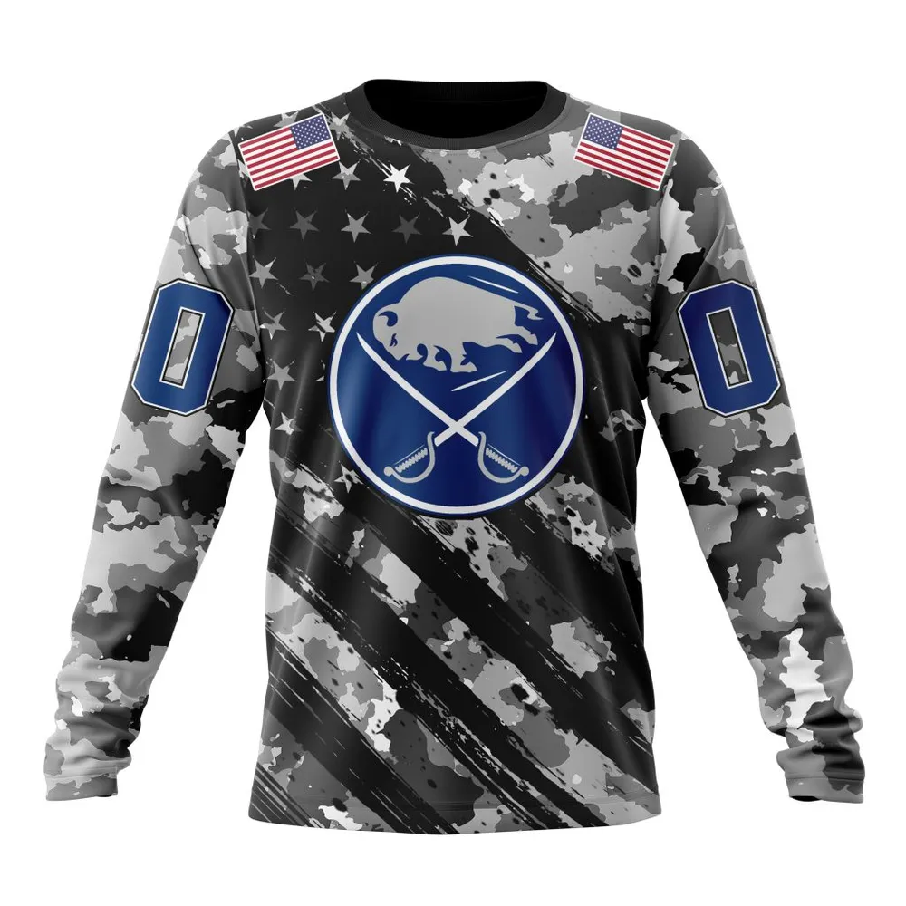 NHL Buffalo Sabres Special Camo Military Design St2301 Long Sleeved Sweatshirt 