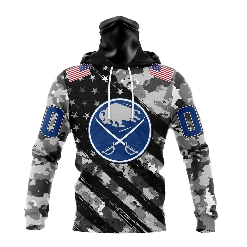 NHL Buffalo Sabres Special Camo Military Design St2301 Mask Hoodie