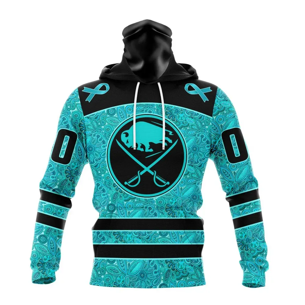 NHL Buffalo Sabres Special Design Fight Ovarian Cancer St2201 Mask Hoodie