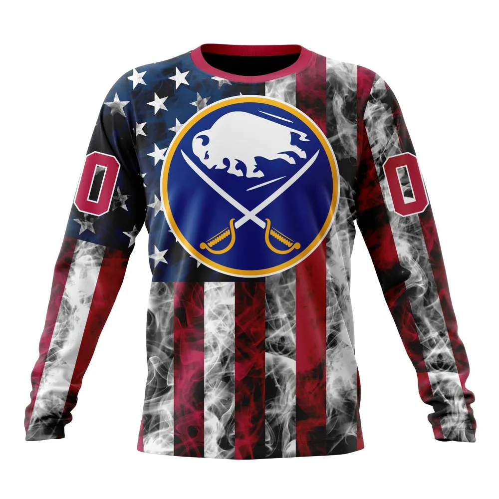 NHL Buffalo Sabres Special Design For Independence Day The Fourth Of July St2401 Long Sleeved Sweatshirt 