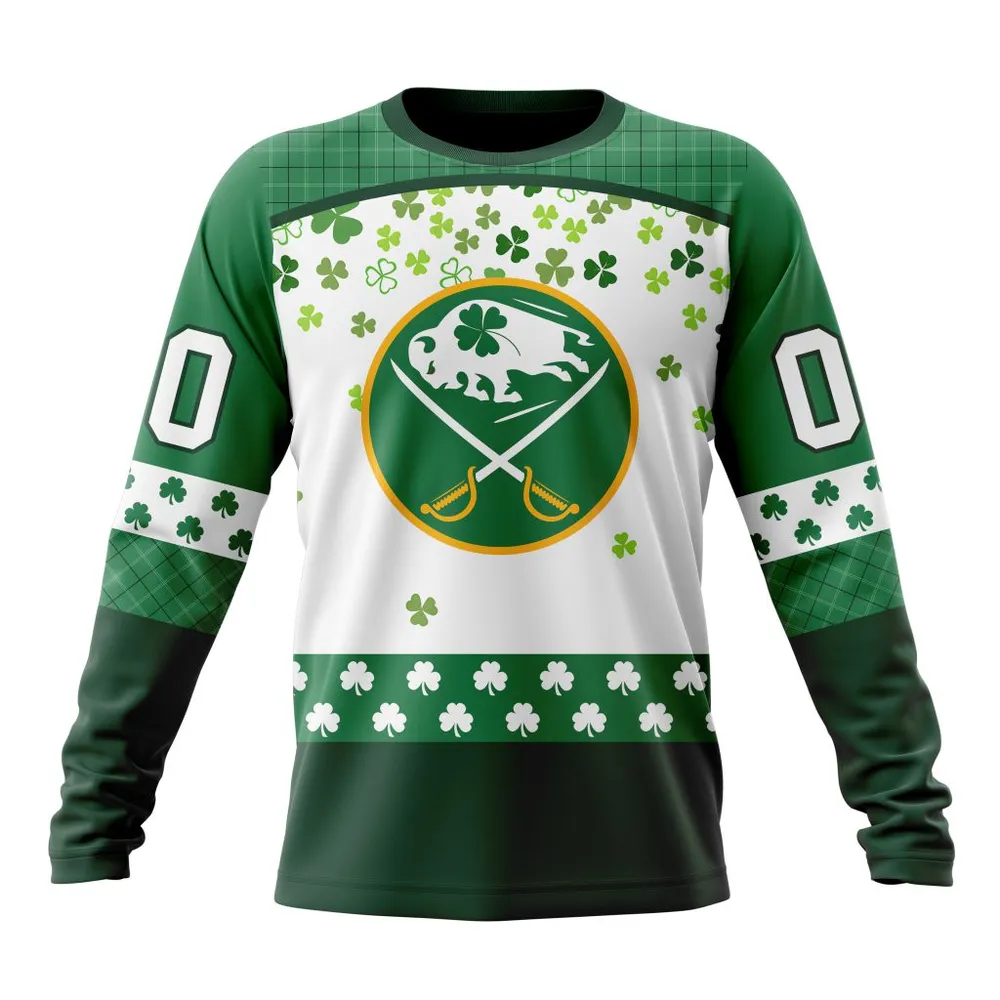 NHL Buffalo Sabres Special Design For St. Patrick Day St2401 Long Sleeved Sweatshirt 