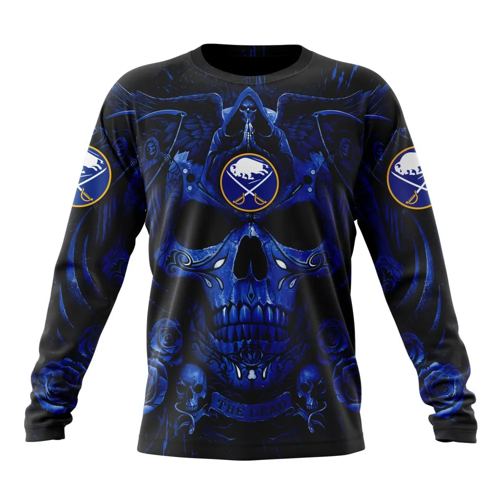 NHL Buffalo Sabres Special Design With Skull Art St2203 Long Sleeved Sweatshirt 