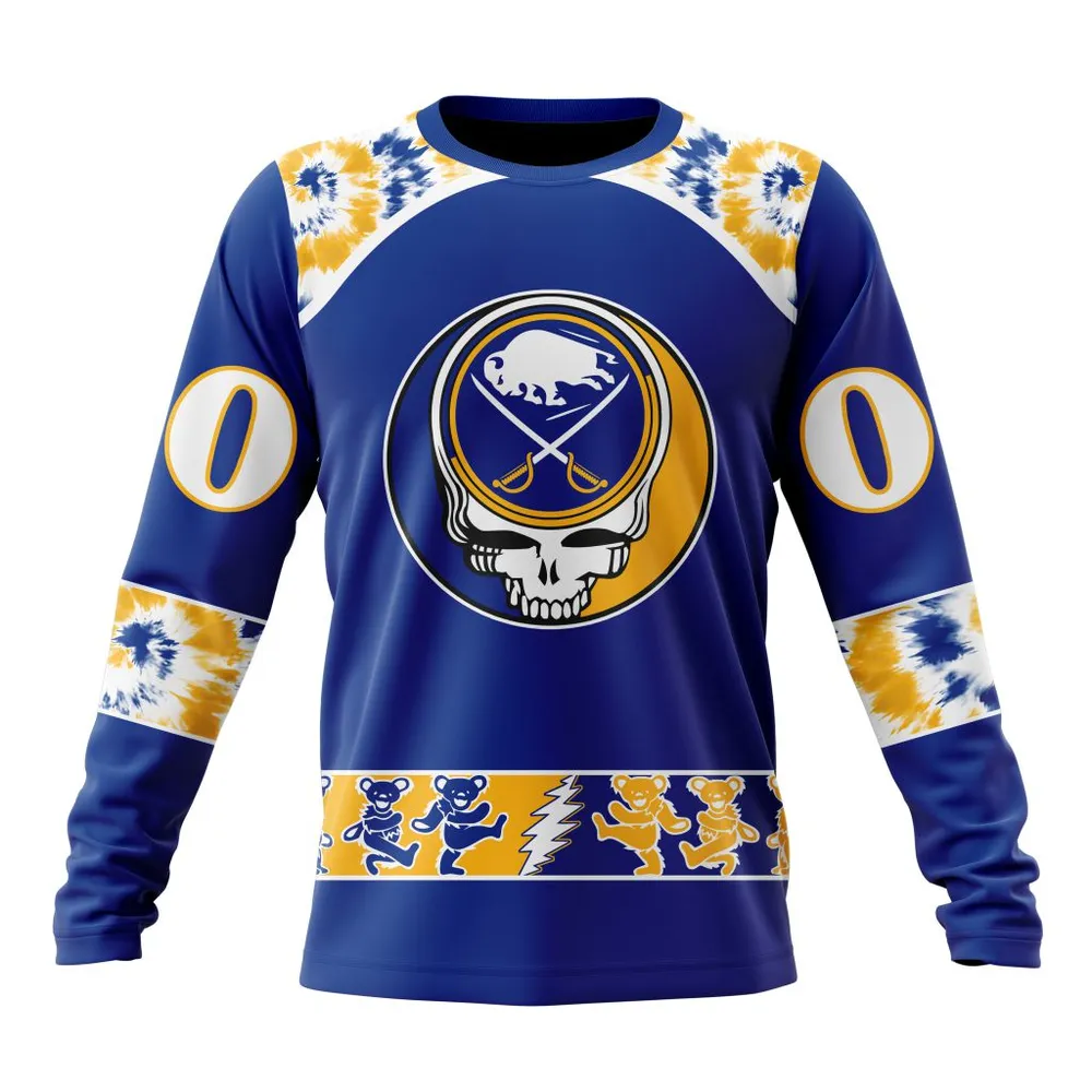 NHL Buffalo Sabres Special Grateful Dead Design St2301 Long Sleeved Sweatshirt 