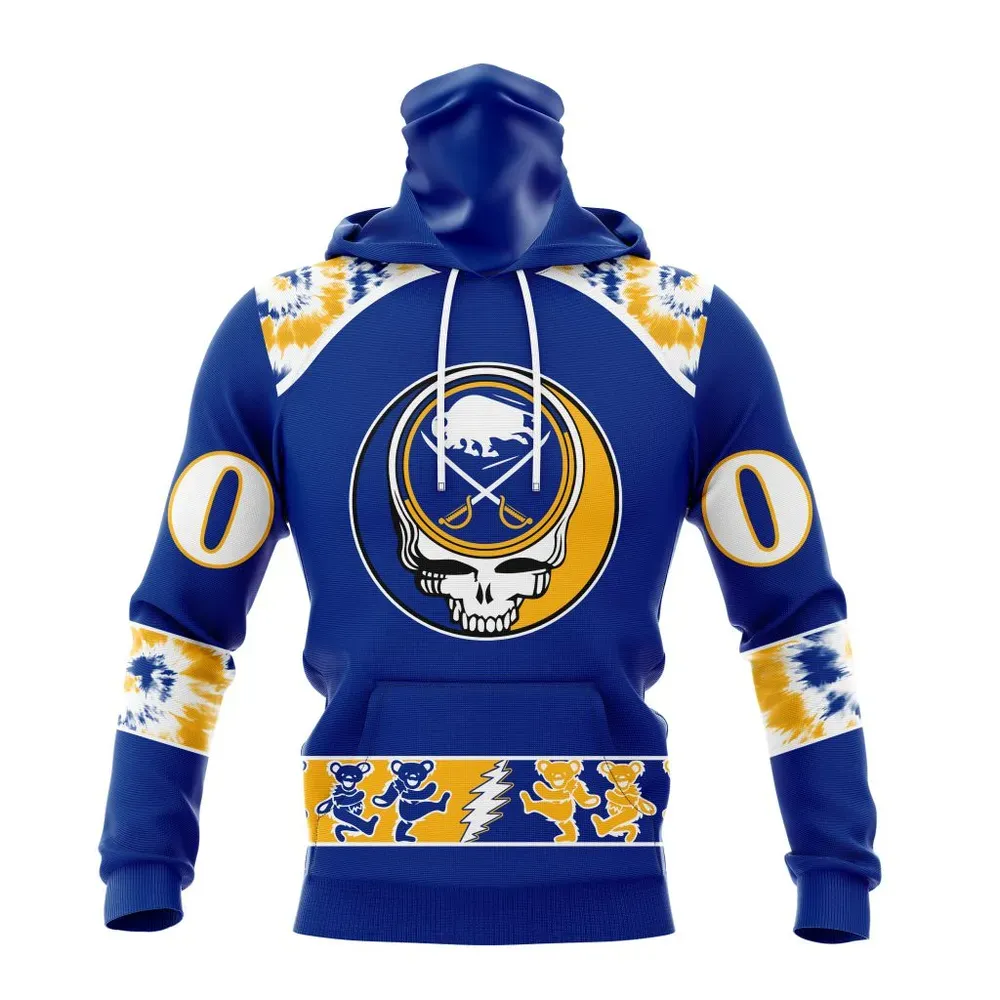 NHL Buffalo Sabres Special Grateful Dead Design St2301 Mask Hoodie