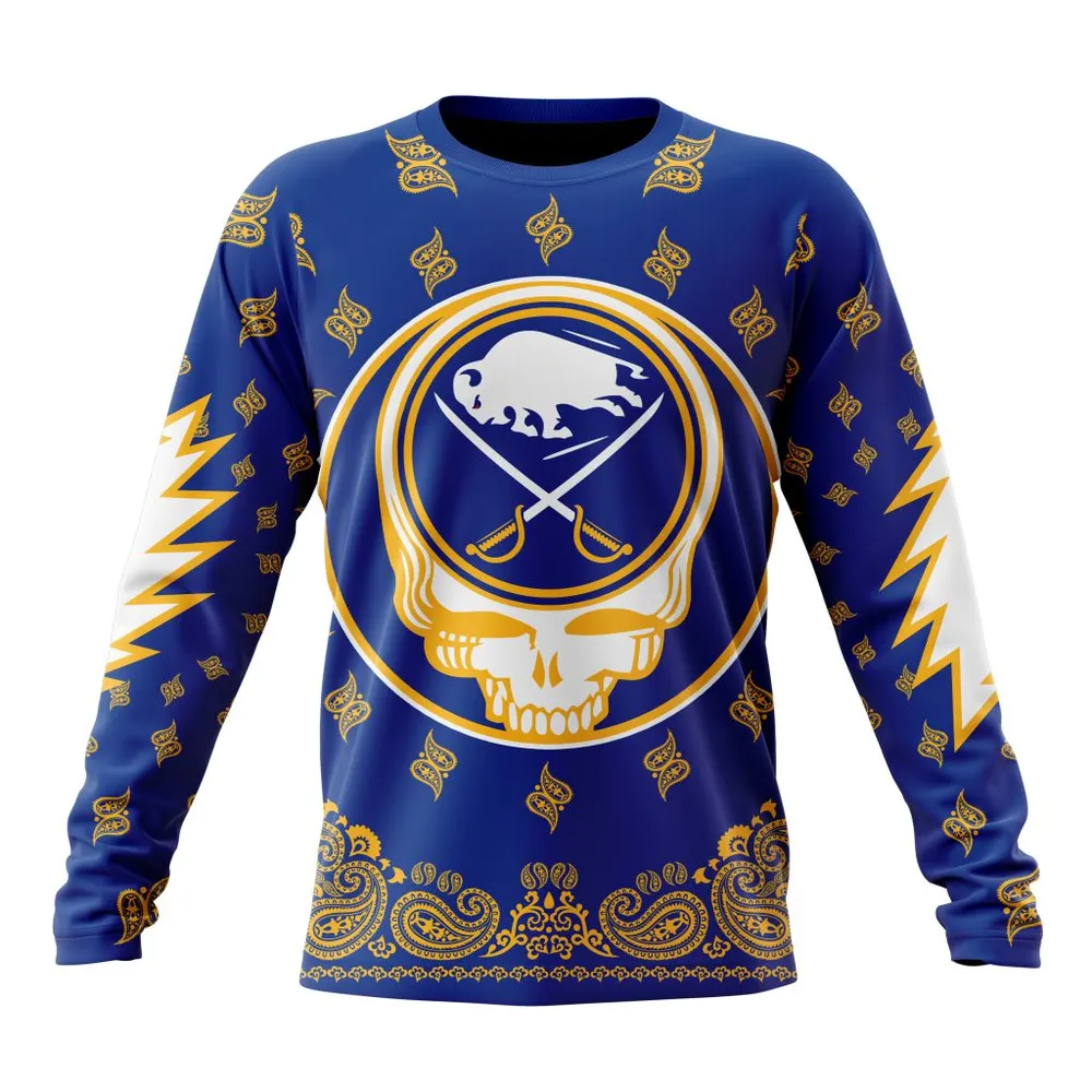 NHL Buffalo Sabres Special Grateful Dead Design St2303 Long Sleeved Sweatshirt 