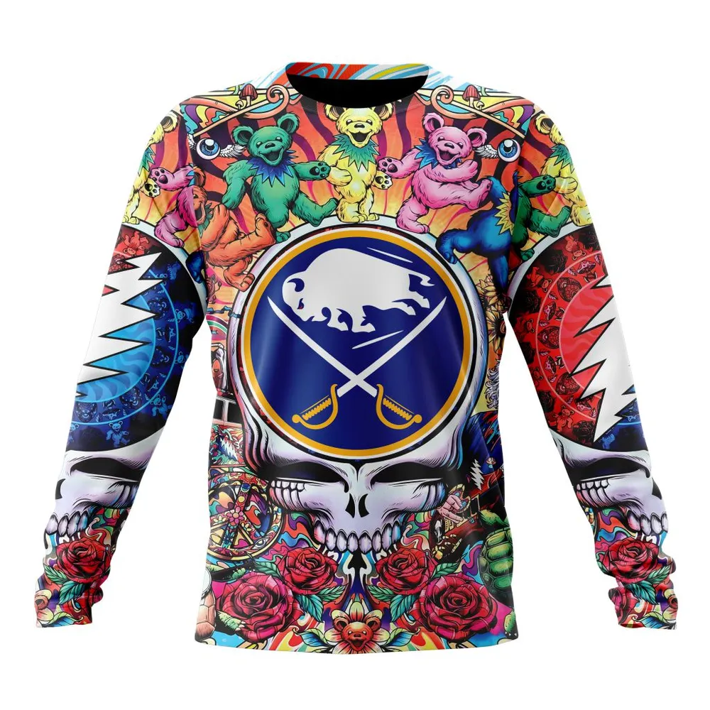 NHL Buffalo Sabres Special Grateful Dead Design St2304 Long Sleeved Sweatshirt 